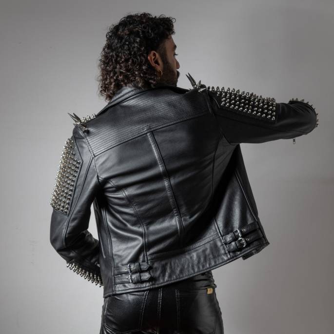 VESTE CUIR ROCK HOMME