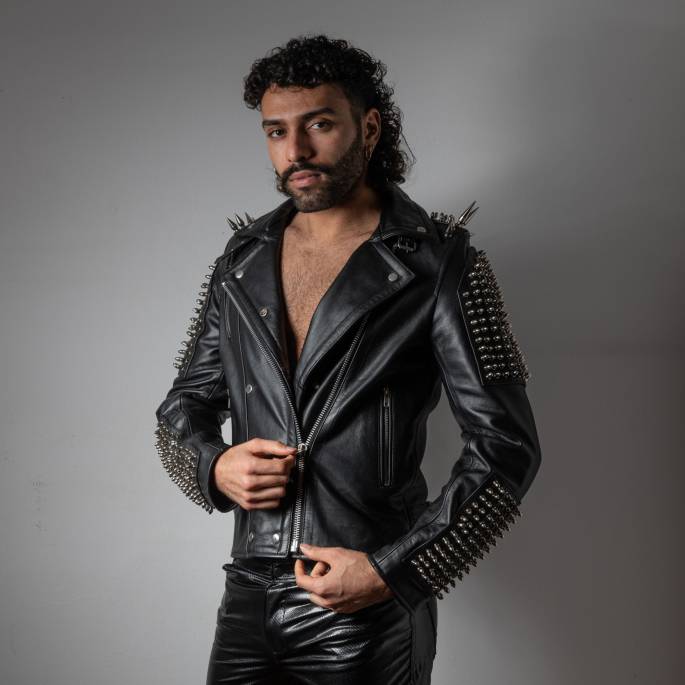 VESTE CUIR ROCK HOMME