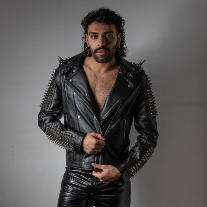 VESTE CUIR ROCK HOMME