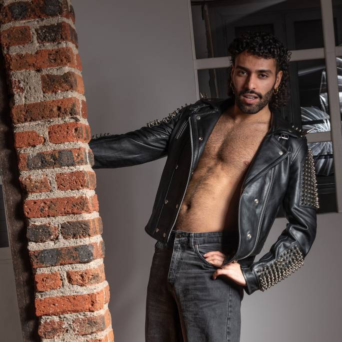 VESTE CUIR ROCK HOMME