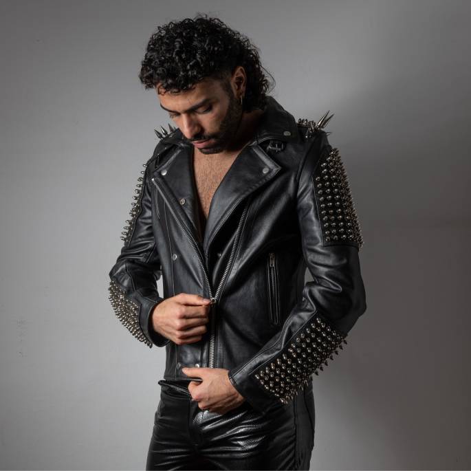 VESTE CUIR ROCK HOMME