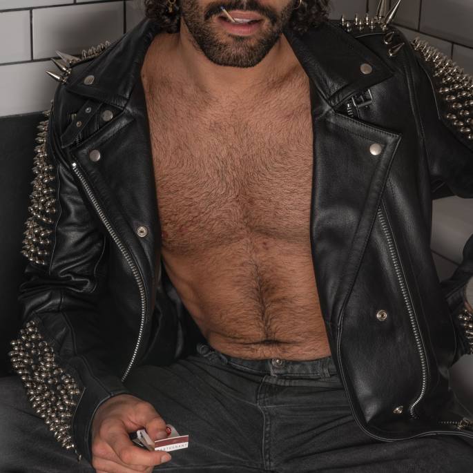 VESTE CUIR ROCK HOMME